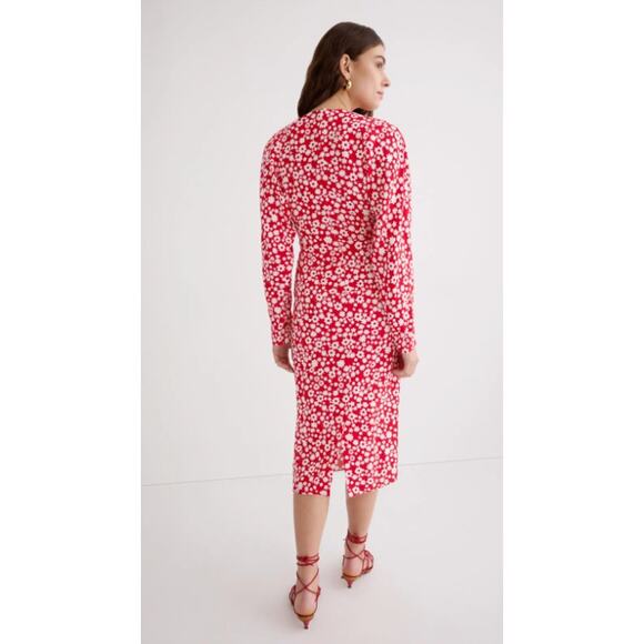 Marni Satin Midi Dress with Red and White Pop Fields Motif - Picture 4 of 14